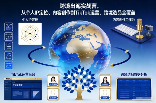 跨境出海实战营，从个人IP定位、内容创作到TikTok运营、跨境选品全覆盖-难事易副业库