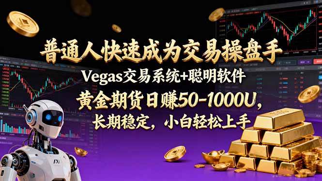 （17178期）普通人快速成为交易操盘手 Vegas交易系统+聪明软件 ， 黄金期货日赚50-1000U， 长期稳定，小…-难事易副业库