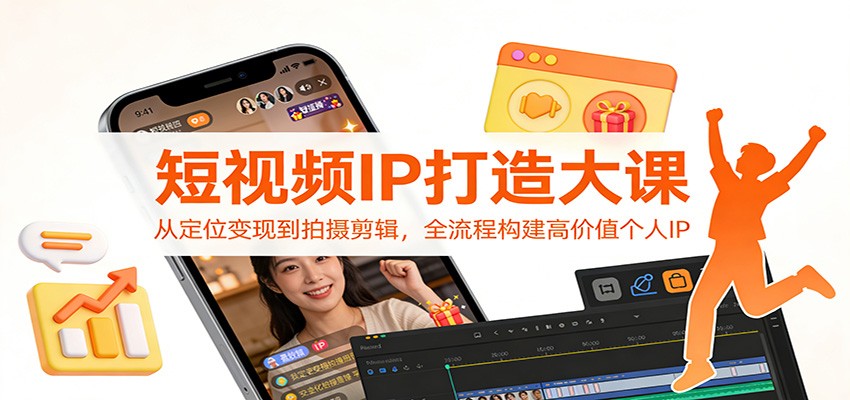 短视频IP打造大课：从定位变现到拍摄剪辑，全流程构建高价值个人IP-难事易副业库