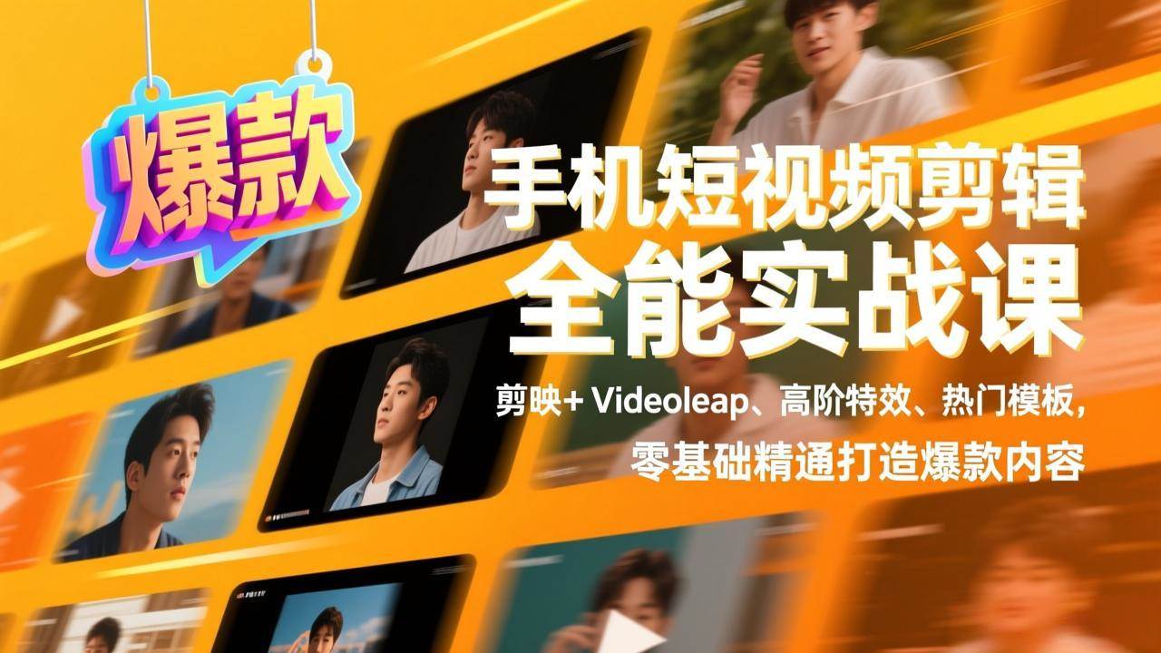 （17347期）手机短视频剪辑全能实战课，剪映+Videoleap、高阶特效、热门模板，零基础精通打造爆款内容-难事易副业库