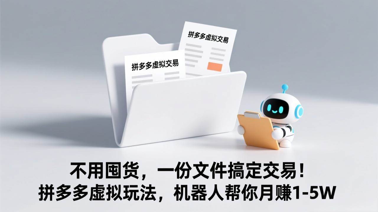 （17265期）不用囤货，一份文件搞定交易！拼多多虚拟玩法，机器人帮你月赚 1-5W-难事易副业库