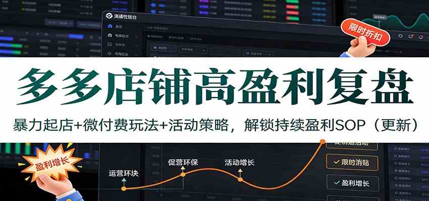 多多店铺高盈利复盘：暴力起店+微付费玩法+活动策略，解锁持续盈利SOP（更新）-难事易副业库