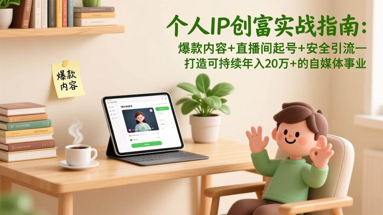 （17217期）个人IP创富实战指南：爆款内容+直播间起号+安全引流，打造可持续年入20万+的自媒体事业-难事易副业库