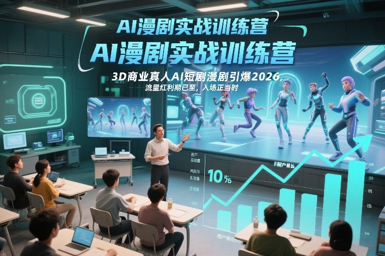 AI漫剧实战训练营，3D商业真人AI短剧漫剧引爆2026，流量红利期已至，入场正当时-难事易副业库