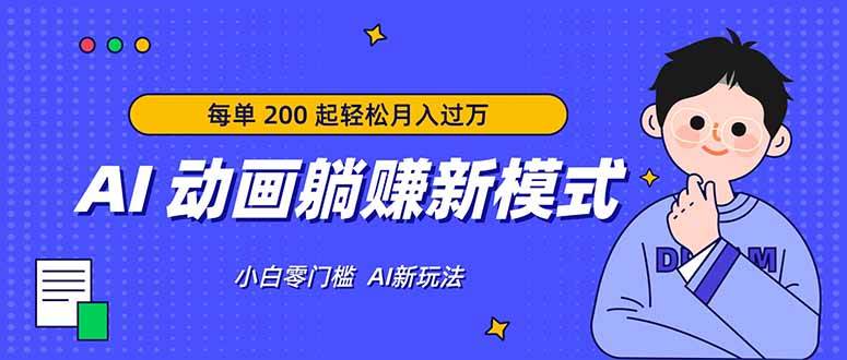 （17931期）AI 动画躺赚新模式，无需经验，每单 200 起轻松月入过万-难事易副业库