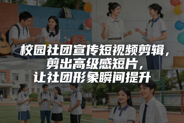 校园社团宣传短视频剪辑，剪出高级感短片，让社团形象瞬间提升-难事易副业库