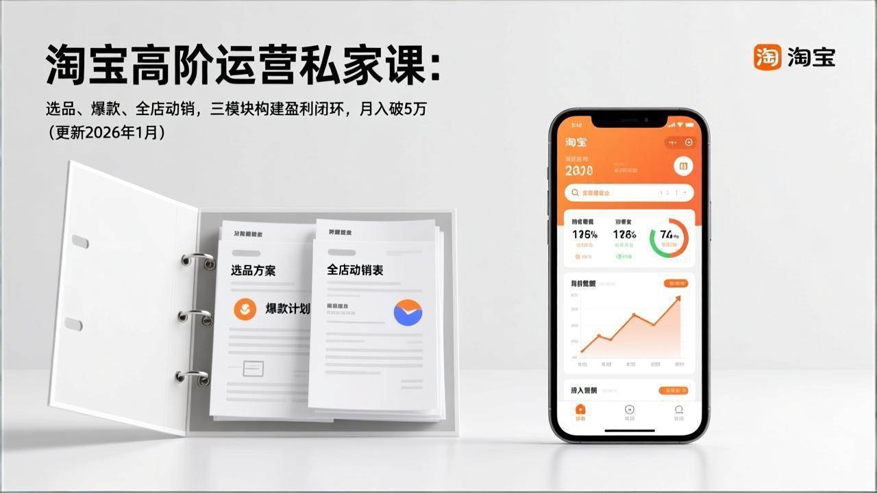 （17280期）淘宝高阶运营私家课：选品、爆款、全店动销，三模块构建盈利闭环，月入破5万（更新26年1月）-难事易副业库