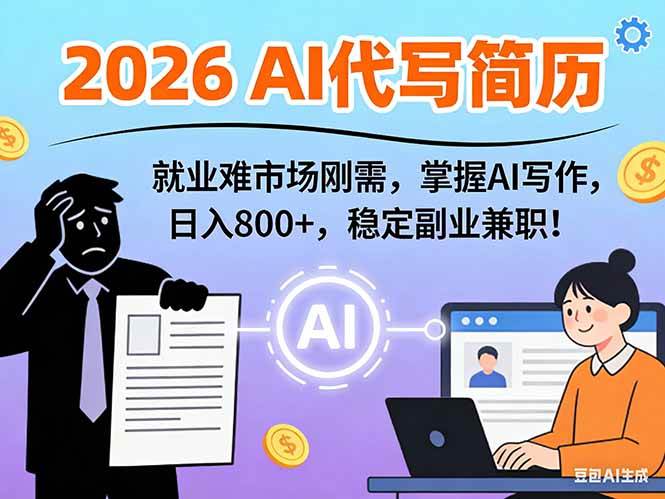 （17119期）AI代写简历，超暴利，用万能模板月入1-3万实战教程，2026年市场刚需！-难事易副业库