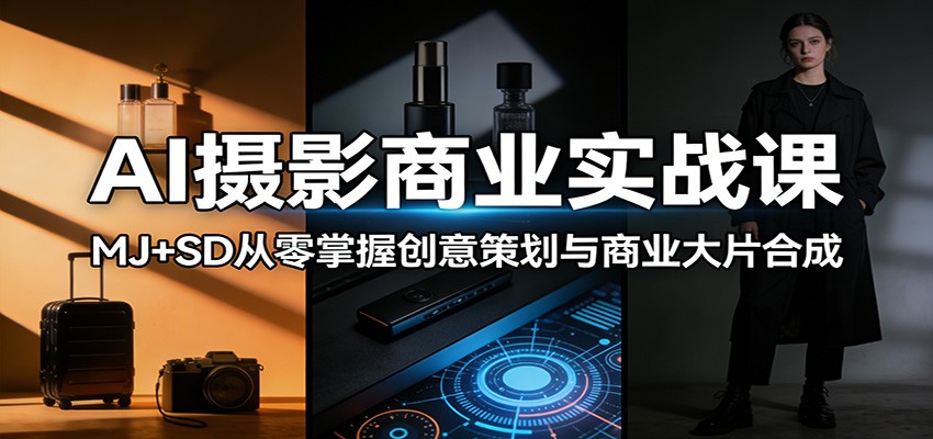 AI摄影商业实战课：MJ+SD从零掌握创意策划与商业大片合成-难事易副业库