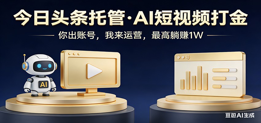 头条号AI托管，我提供作品，你提供账号，每天5分钟发布，小白躺赚3000+-难事易副业库
