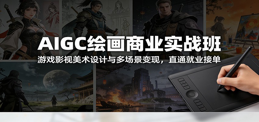 AIGC绘画商业实战班：游戏影视美术设计与多场景变现，直通就业接单-难事易副业库