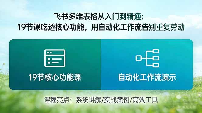 （17634期）飞书多维表格从入门到精通：19节课吃透核心功能，用自动化工作流告别重复劳动-难事易副业库