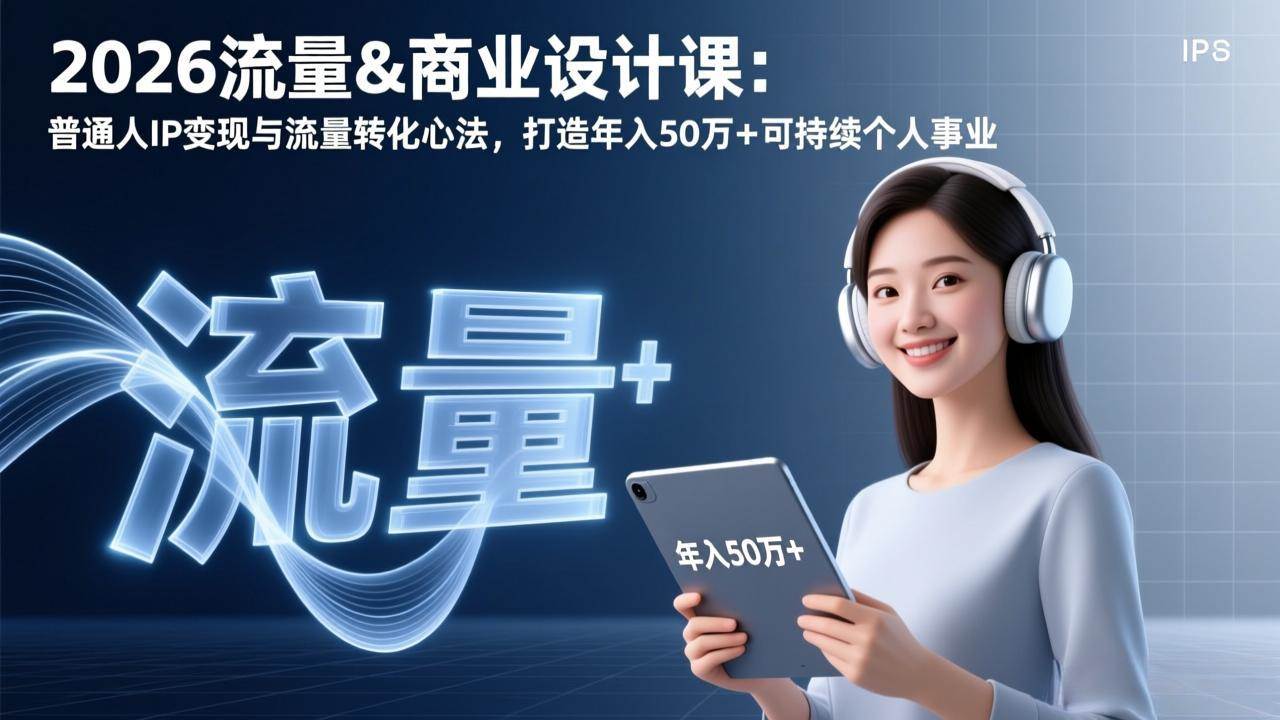 （17246期）2026流量&商业设计课：普通人IP变现与流量转化心法，打造年入50万+可持续个人事业-难事易副业库