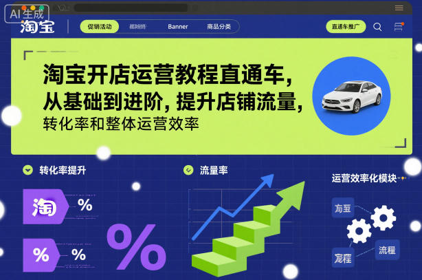 淘宝开店运营教程直通车，从基础到进阶，提升店铺流量，转化率和整体运营效率（更新26年3月24日）-难事易副业库