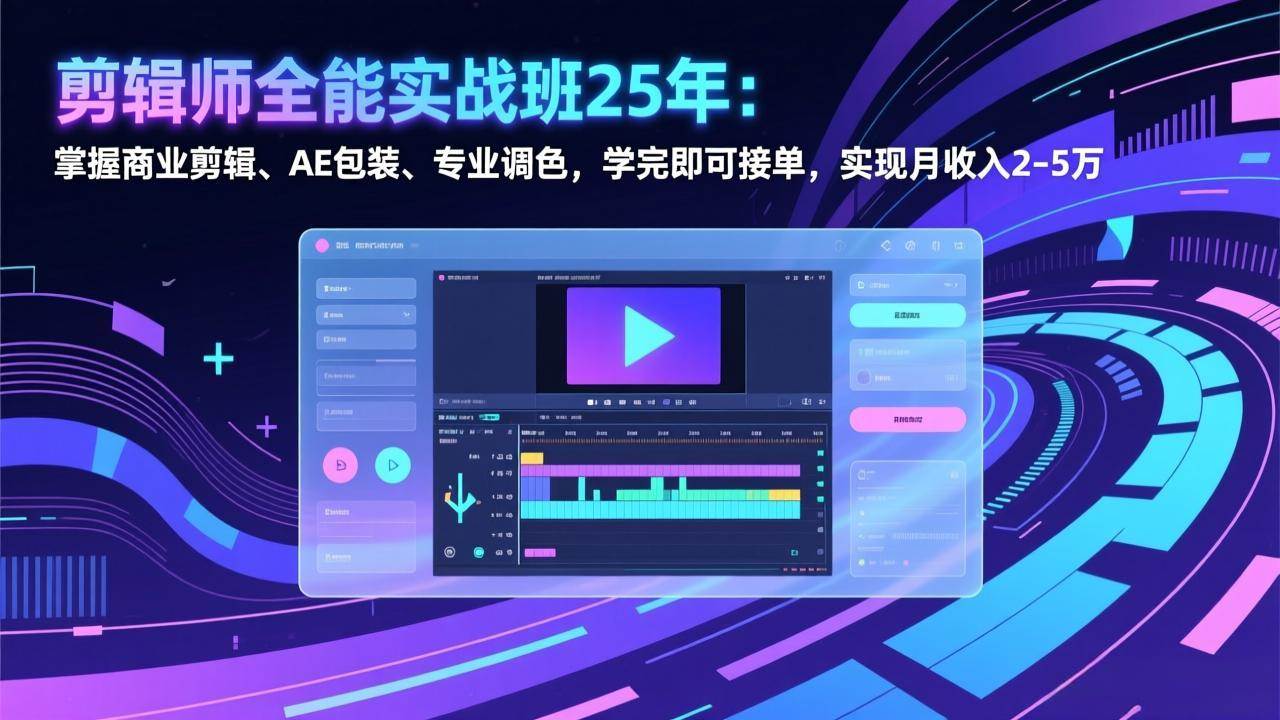 （17294期）剪辑师全能实战班25年：掌握商业剪辑、AE包装、专业调色，学完即可接单，实现月收入2-5万-难事易副业库