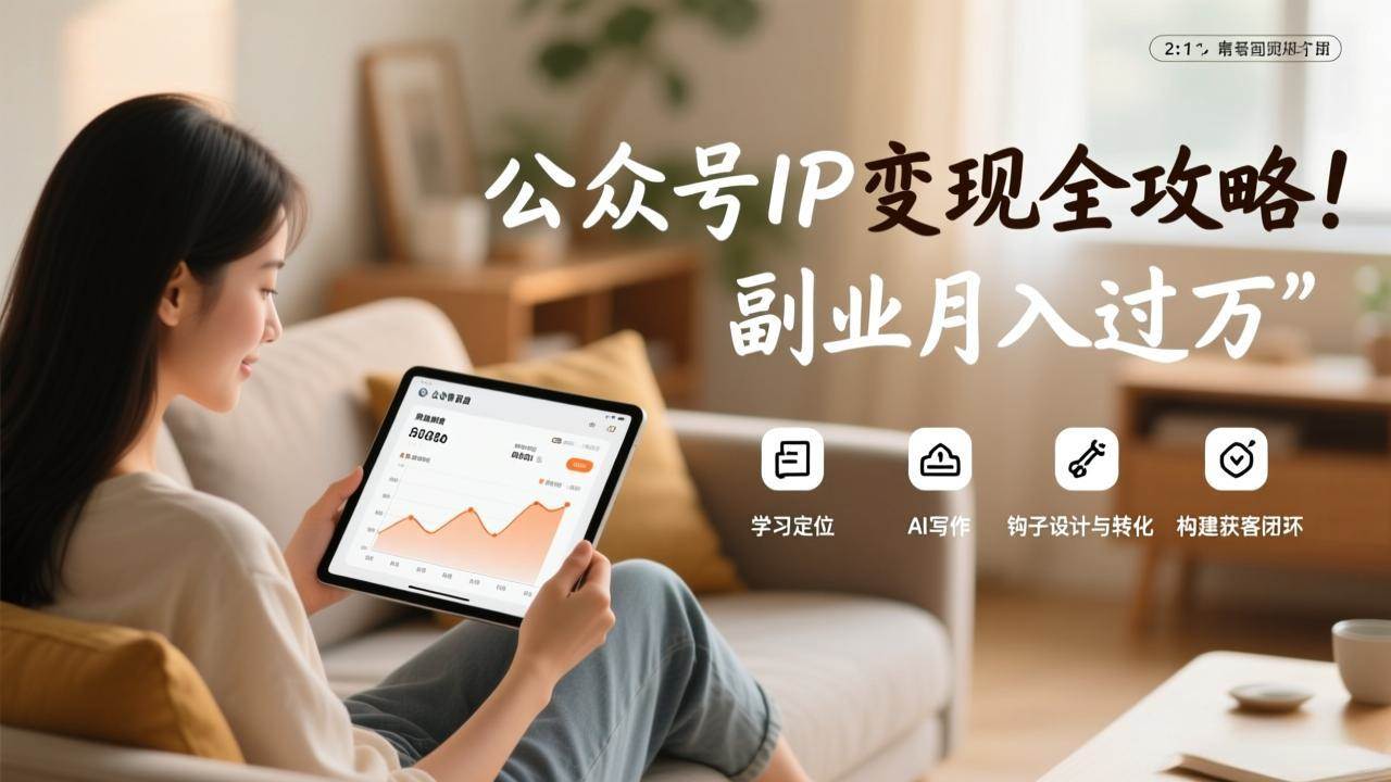 （17275期）公众号IP变现全攻略，学习定位、AI写作、钩子设计与转化，构建获客闭环，副业月入过万-难事易副业库