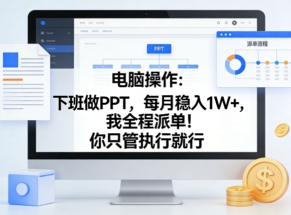 电脑操作：下班做PPT，每月稳入1W+，我全程派单！你只管执行就行【揭秘】-难事易副业库