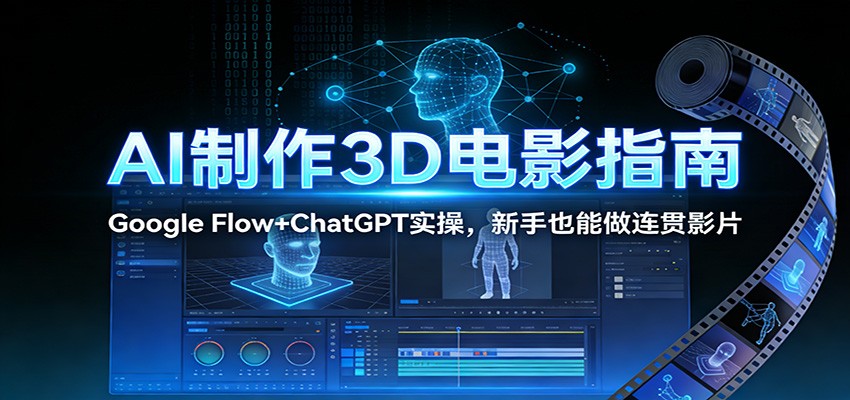 AI制作3D电影指南：Google Flow+ChatGPT实操，新手也能做连贯影片-难事易副业库