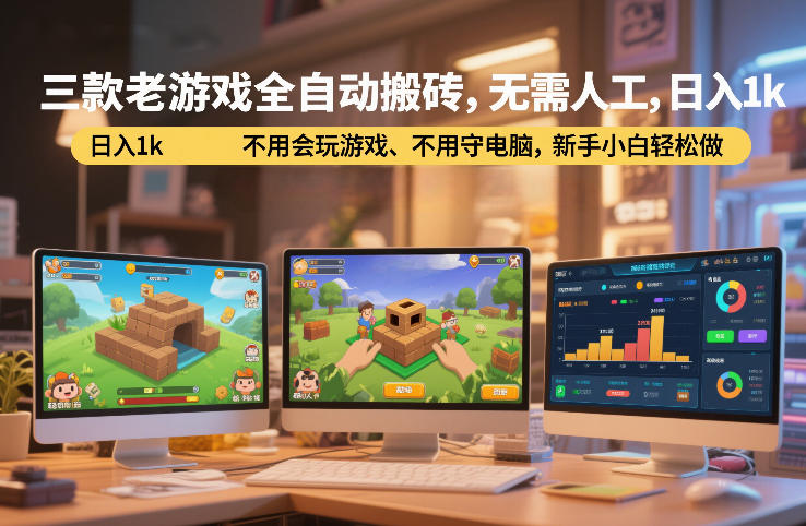 三款老游戏全自动搬砖，无需人工，日入1k，不用会玩游戏、不用守电脑，新手小白轻松做【揭秘】-难事易副业库