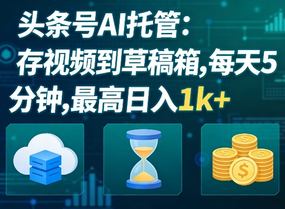 头条号AI托管，我存视频到你草稿箱，每天5分钟，最高日入1k+【揭秘】-难事易副业库