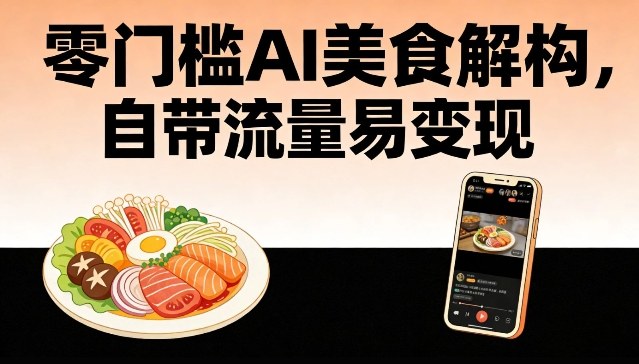 零门槛AI美食解构，自带流量易变现-难事易副业库
