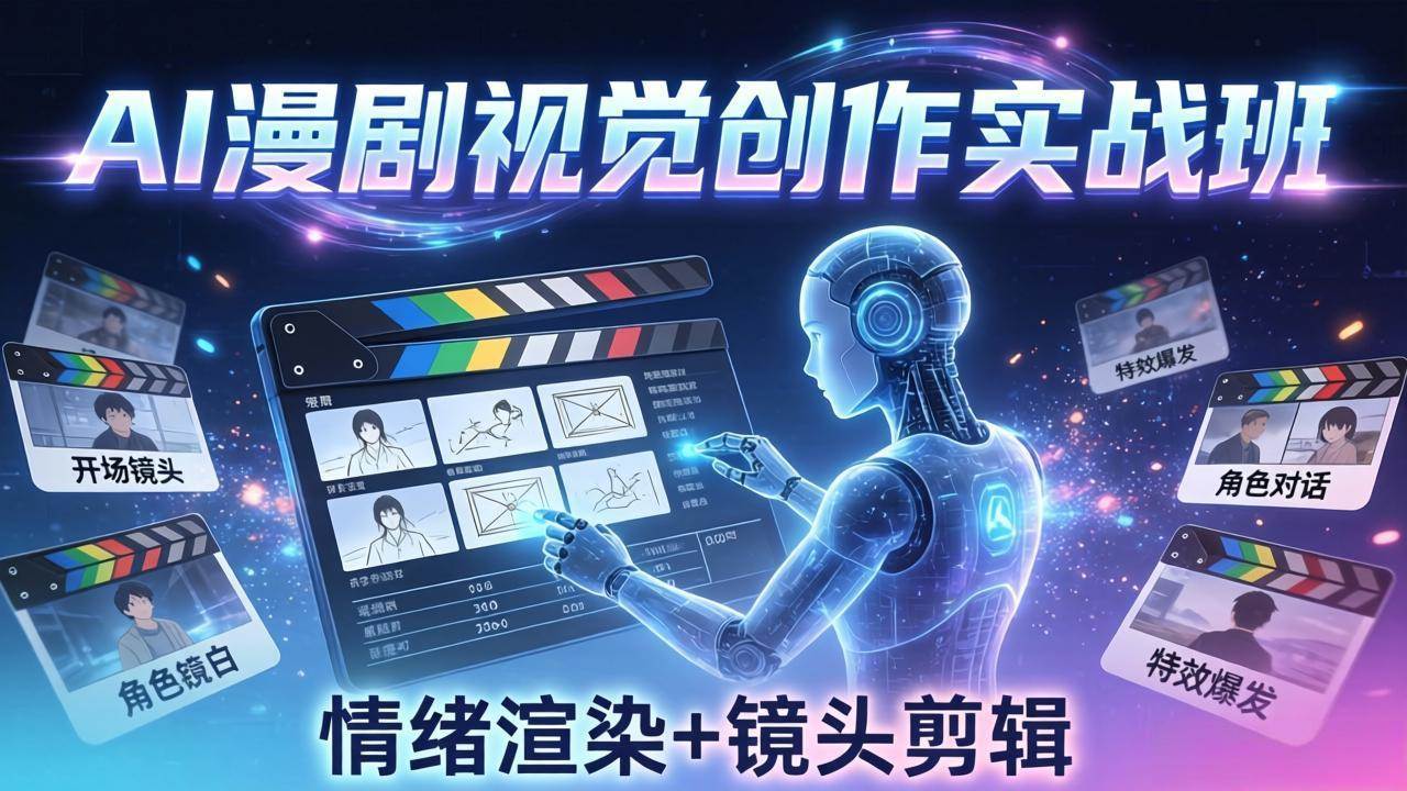 （17874期）AI漫剧视觉导演思维实战班，从脚本到成片全掌握，分镜设计情绪渲染一站学会-难事易副业库