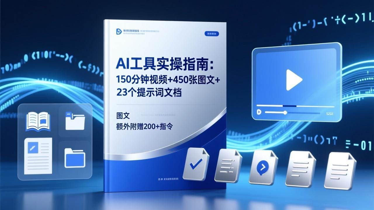 （17504期）AI工具实操指南：150分钟视频+450张图文+23个提示词文档，额外附赠200+指令-难事易副业库