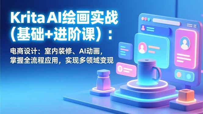 （17023期）Krita AI绘画实战(基础+进阶课)：电商设计、室内装修、AI动画，掌握全流程应用，实现多领域变现-难事易副业库