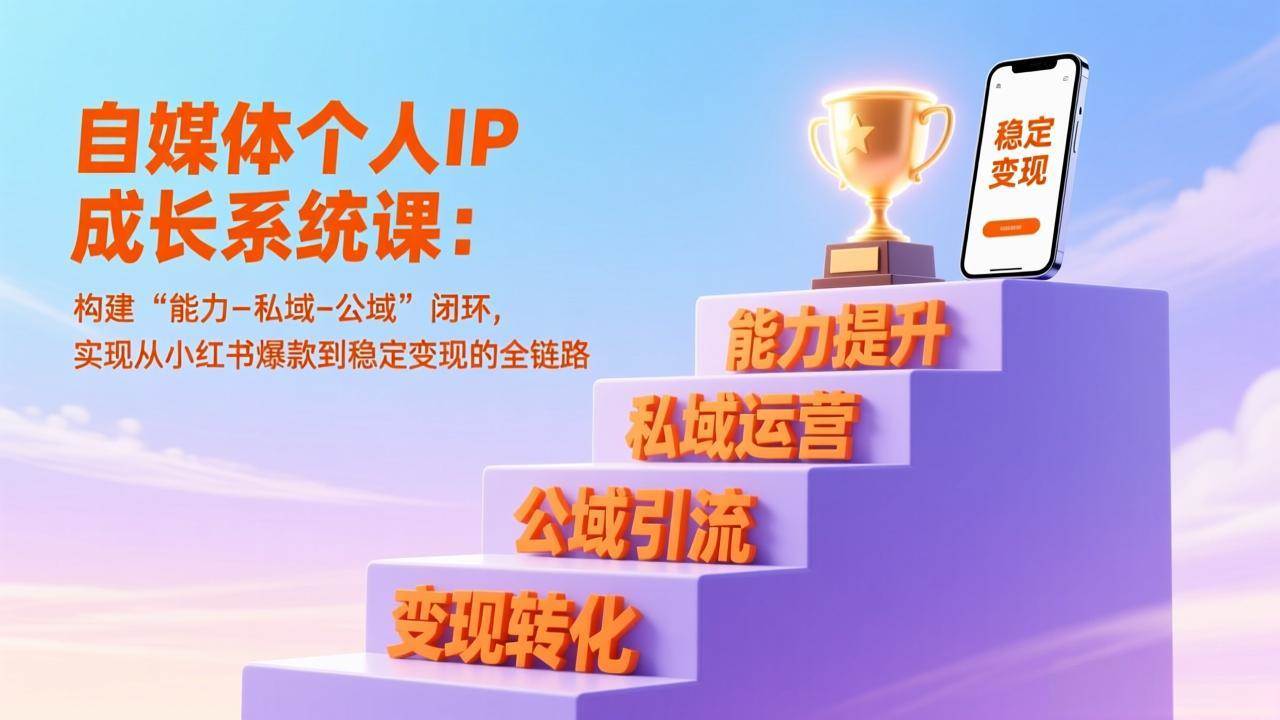 （17192期）自媒体个人IP成长系统课：构建“能力-私域-公域”闭环，实现从小红书爆款到稳定变现的全链路-难事易副业库