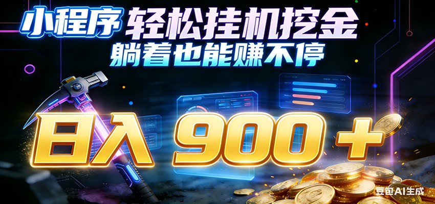 小程序挂机挖金，自动赚金币换现金，多号并行日入900+，轻松搞副业-难事易副业库