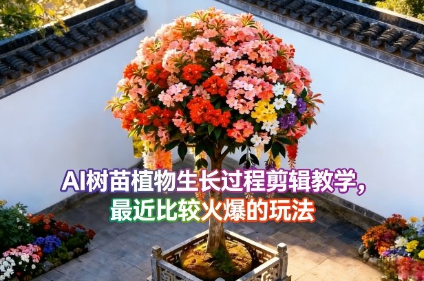 AI树苗植物生长过程剪辑教学，最近比较火爆的玩法-难事易副业库