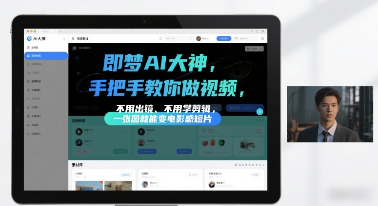 即梦AI大神手把手教你做视频，不用出镜、不用学剪辑，一张图就能变电影感短片-难事易副业库