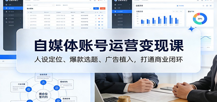 自媒体账号运营变现课：人设定位、爆款选题、广告植入，打通商业闭环-难事易副业库