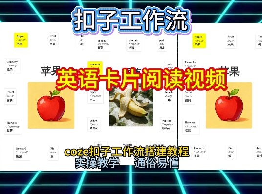 【一键生成英语卡片单词阅读工作流】2026保姆级教程，Coze工作流一键搭，英语单词卡片+阅读练习直接搞定-难事易副业库