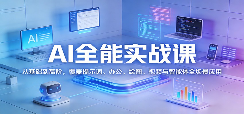 AI全能实战课：从基础到高阶，覆盖提示词、办公、绘图、视频与智能体全场景应用-难事易副业库