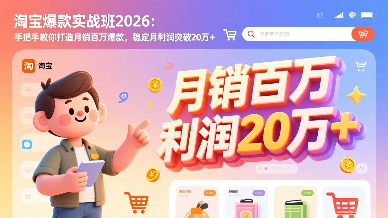 （17401期）淘宝爆款实战班-2026年2月更新：手把手教你打造月销百万爆款，稳定月利润突破20万+-难事易副业库