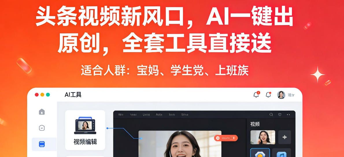头条视频新风口，AI一键出原创，全套工具直接送，人人可做，有手就行【揭秘】-难事易副业库
