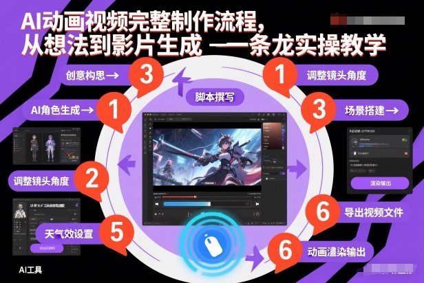 AI动画视频完整制作流程，从想法到影片生成一条龙实操教学-难事易副业库