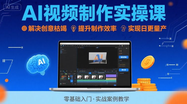 Ai视频制作实操课，解决创意枯竭、效率低下痛点，实现日更量产可持续变现（更新26年3月）-难事易副业库