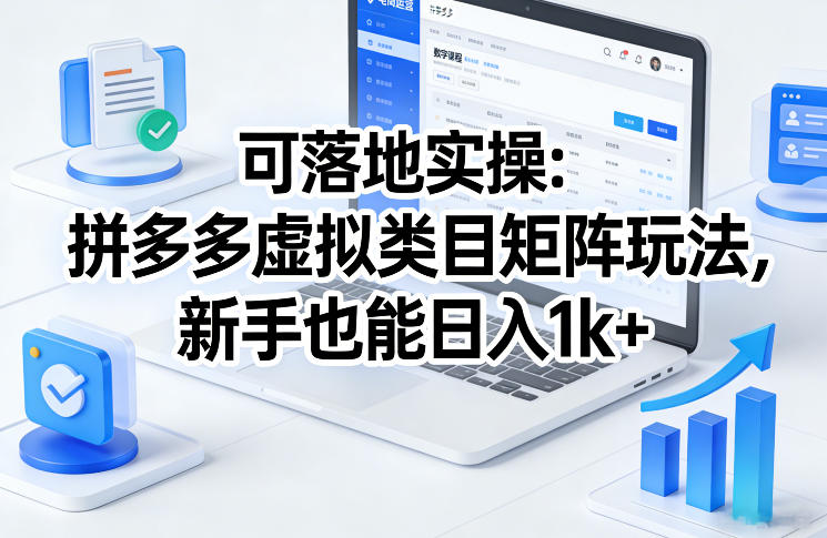 可落地实操：拼多多虚拟类目矩阵玩法，新手也能日入1k+【揭秘】-难事易副业库