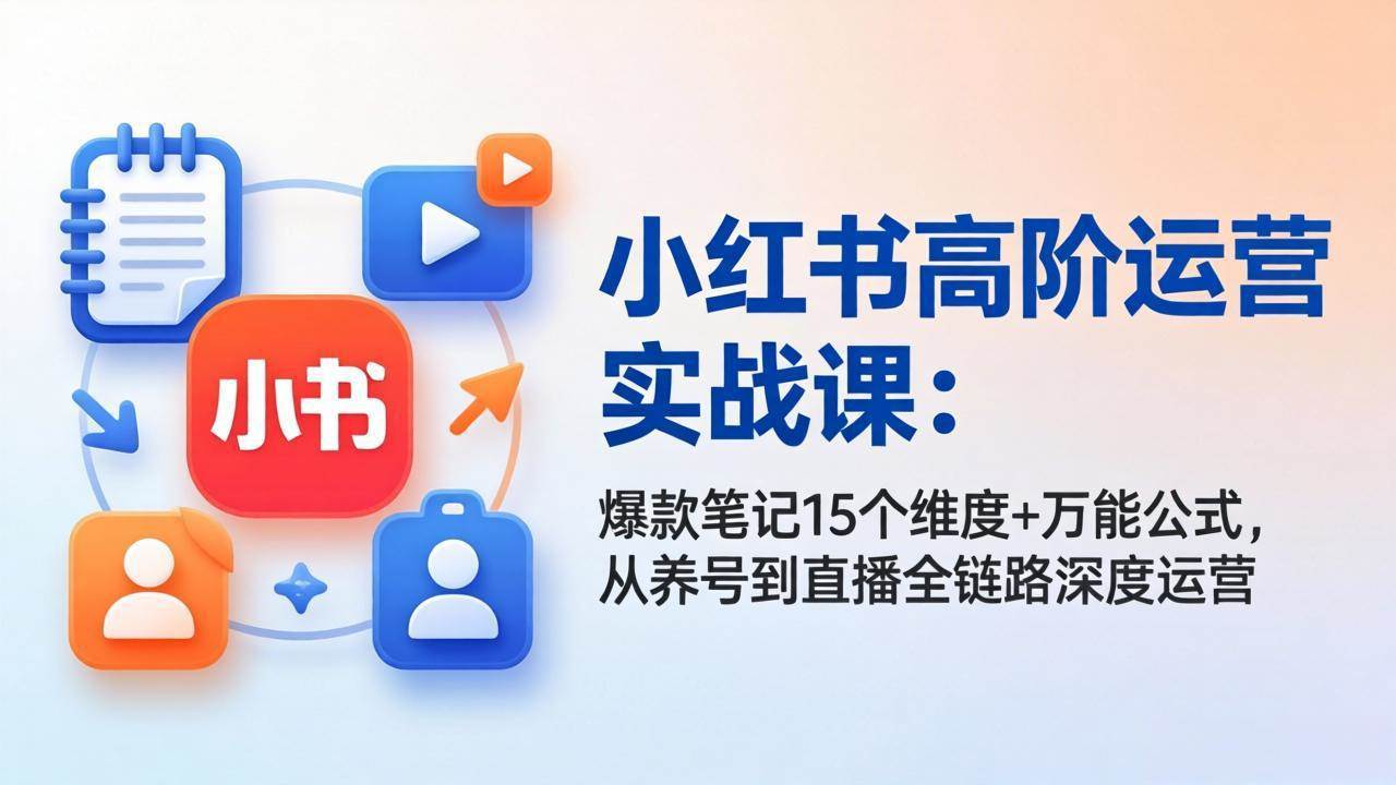 （17844期）小红书高阶运营实战课：爆款笔记15个维度+万能公式，从养号到直播全链路深度运营-难事易副业库