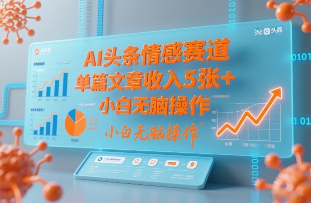 AI头条情感赛道，单篇文章收入5张+，小白无脑操作-难事易副业库