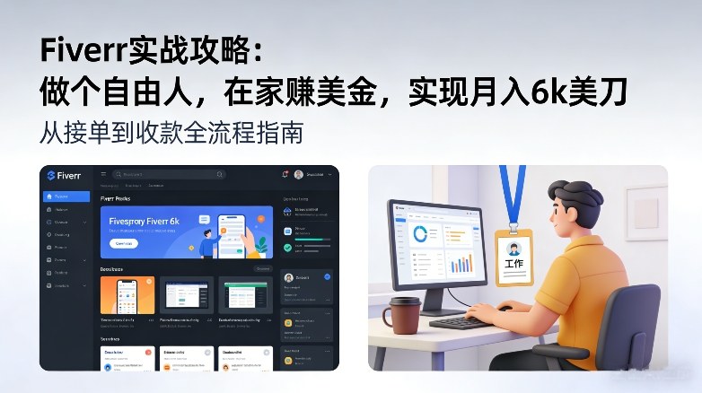 Fiverr实战攻略，做个自由人，在家賺美金，实现月入6k美刀-难事易副业库