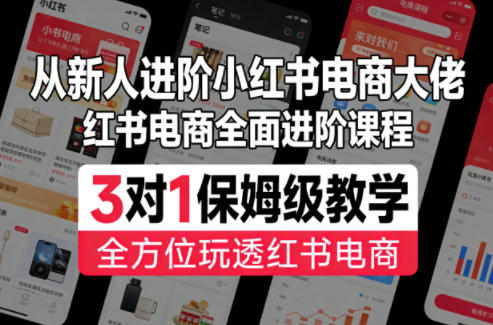 从新人进阶小红书电商大佬，红书电商全面进阶课程，3对1保姆级教学，全方位玩透红书电商-难事易副业库