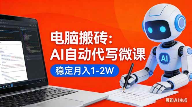 （17582期）电脑搬砖：AI自动代写微课，稳定月入1-2W，提供接单渠道，0门槛小白可做！-难事易副业库