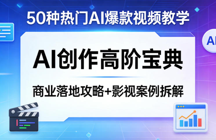 50种热门AI爆款视频教学，AI创作高阶宝典，商业落地攻略+影视案例拆解-难事易副业库