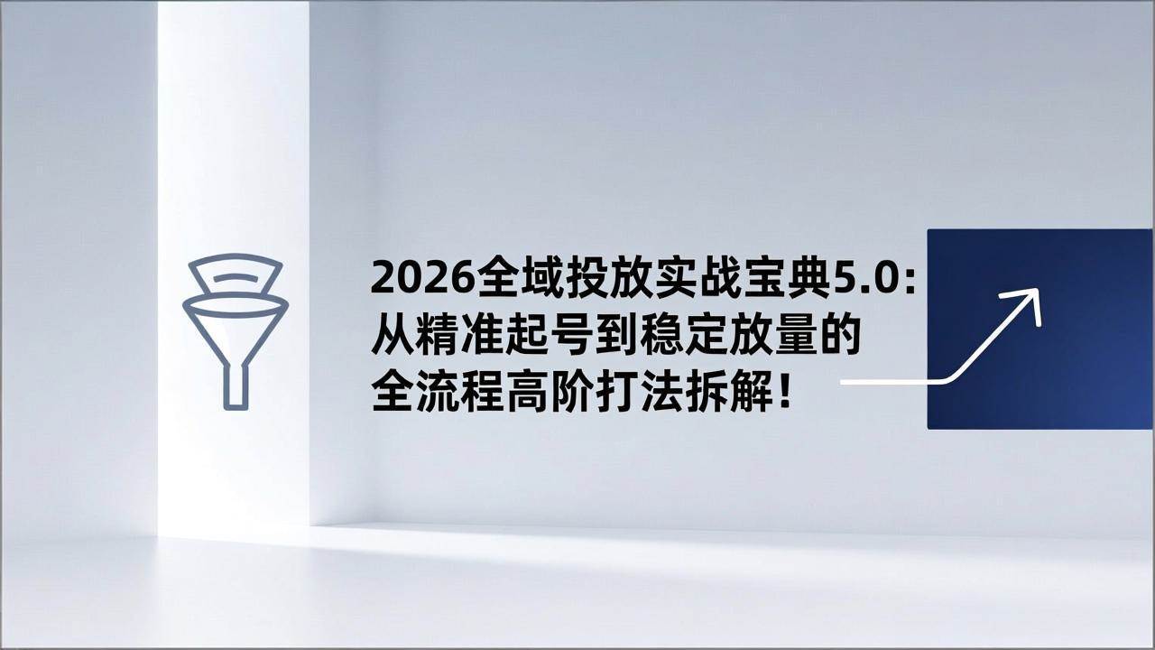 （17156期）2026全域投放实战宝典5.0：从精准起号到稳定放量的全流程高阶打法拆解！-难事易副业库