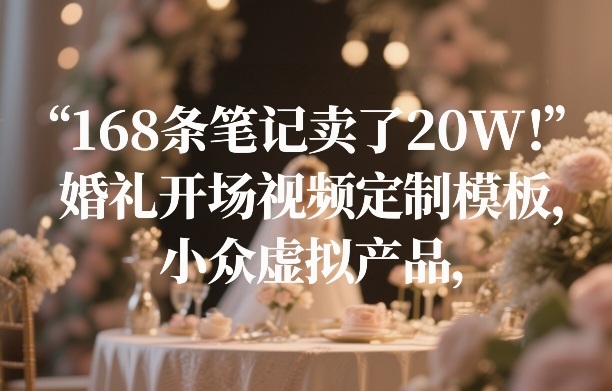 168条笔记卖了20W！婚礼开场视频定制模板，小众虚拟产品-难事易副业库