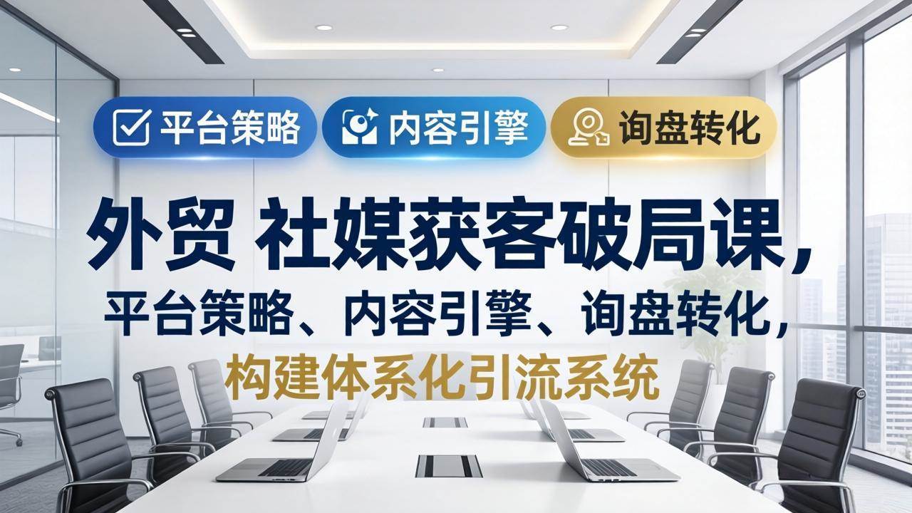 （17901期）外贸 社媒获客破局课，平台策略、内容引擎、询盘转化，构建体系化引流系统（更新26年3月）-难事易副业库