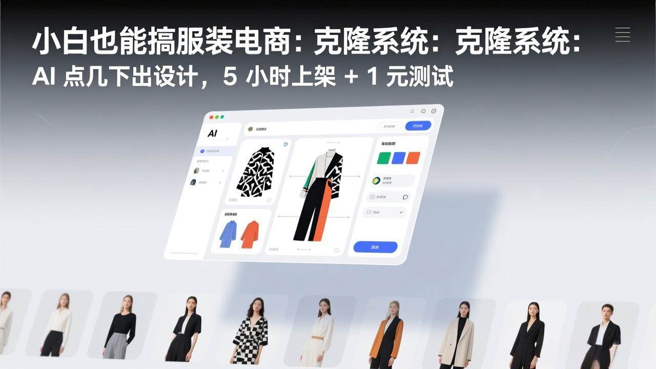 （17411期）小白也能搞服装电商：克隆系统：AI 点几下出设计，5 小时上架 + 1 元测试-难事易副业库